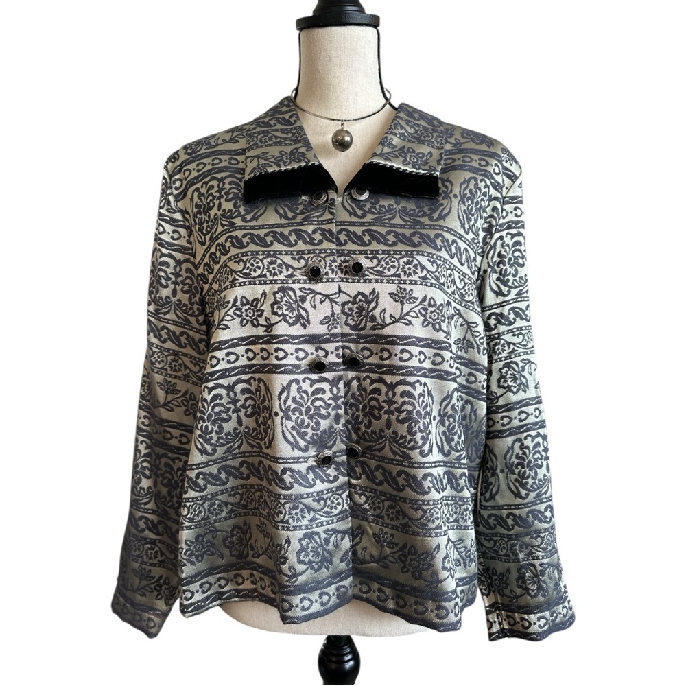 Vintage 90s Sunshine Starshine Tapestry Textured Floral Jacket |   L/XL
